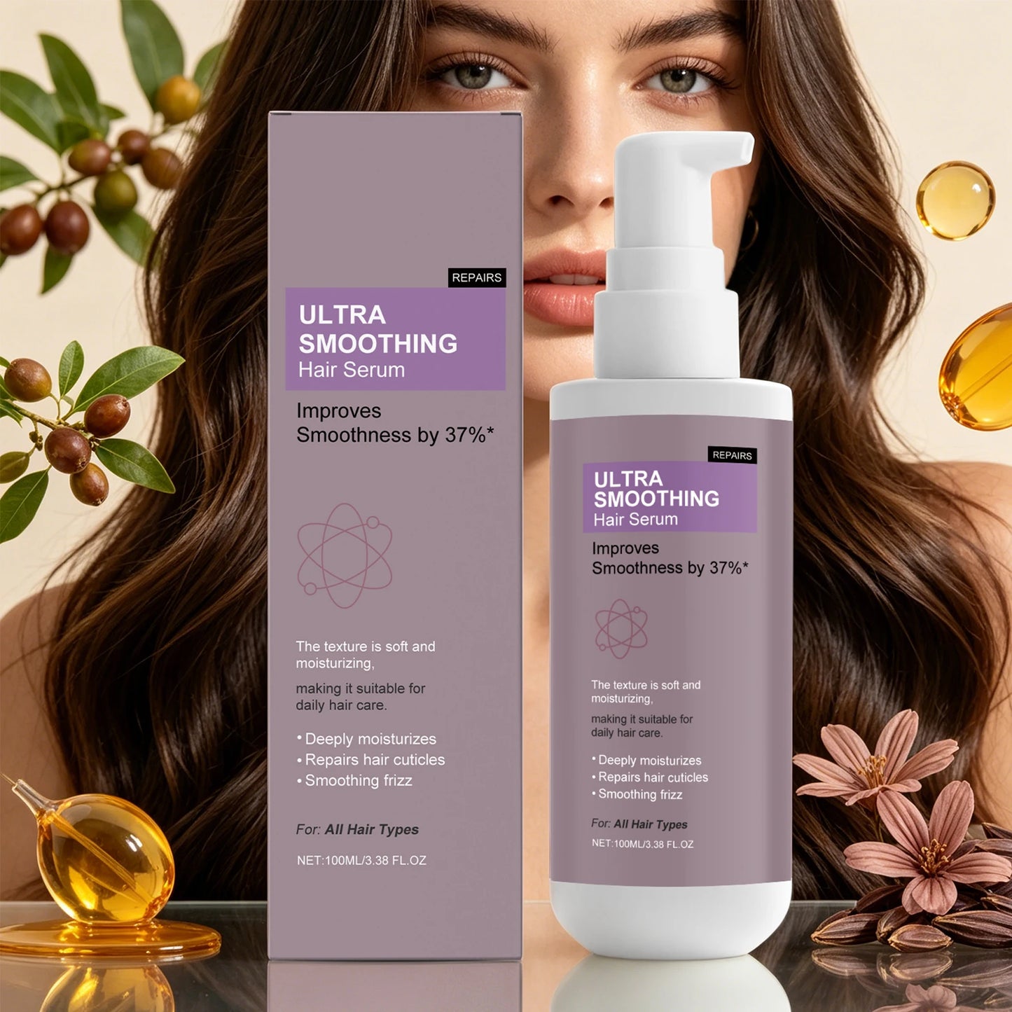 37% Smoothing Hair Serum for Dry & Frizzy Hair Anti-Frizz & Cuticle Repair Serum Prevent Hair Loss Reduce Breakage Hair Care