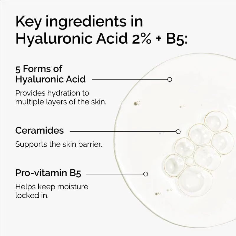 Hyaluronic Acid 2% + B5 Hydrating Serum with Ceramides Essence Liquid Fade Fine Lines Firm and Nourish Sensitive Skin 30ML