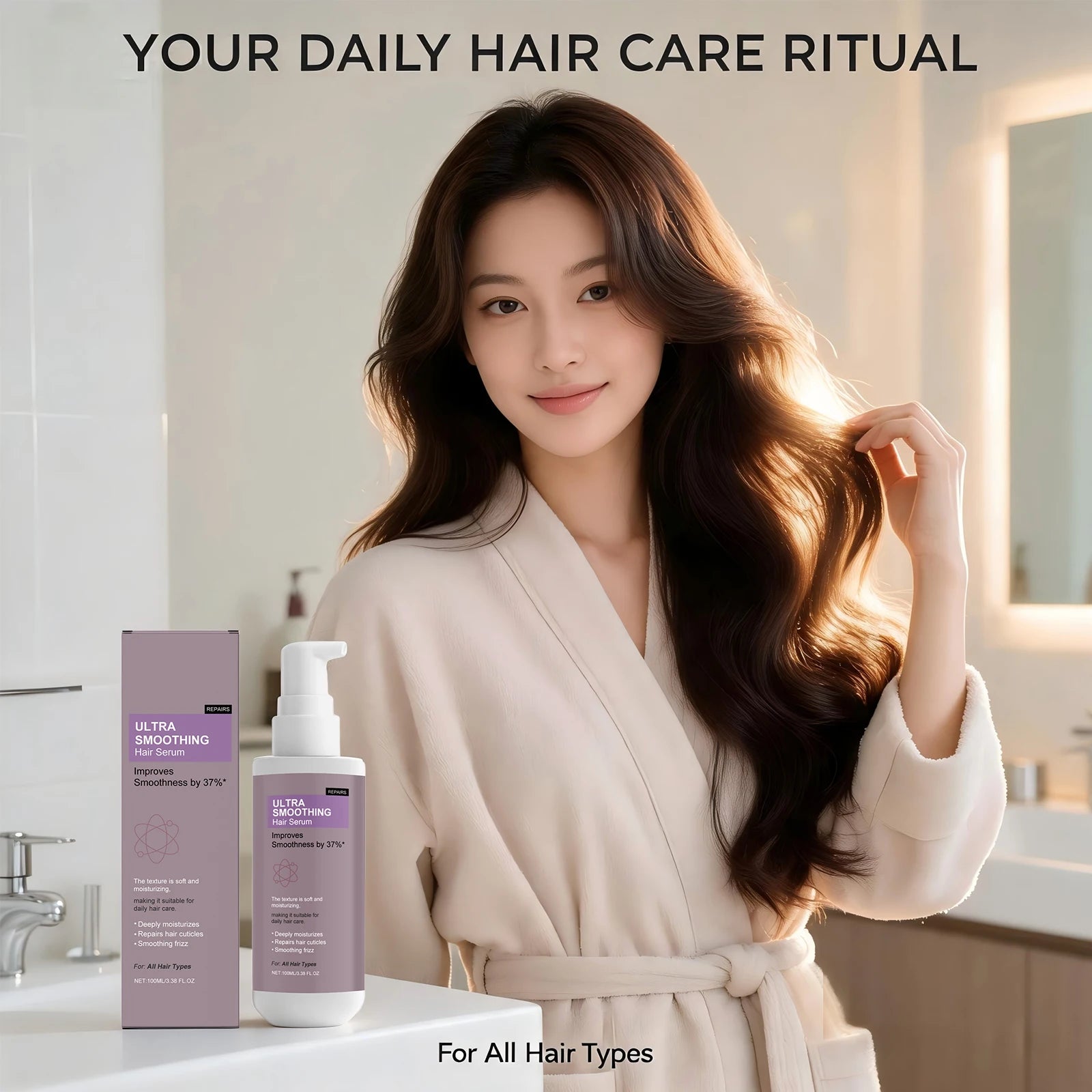 37% Smoothing Hair Serum for Dry & Frizzy Hair Anti-Frizz & Cuticle Repair Serum Prevent Hair Loss Reduce Breakage Hair Care