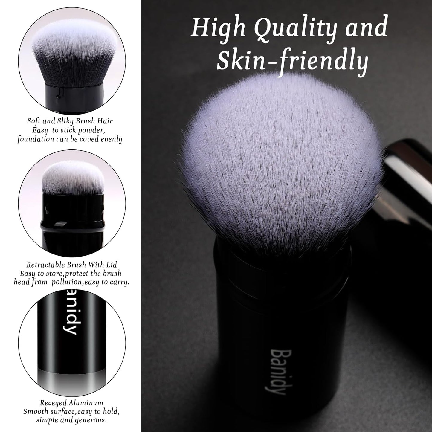 Makeup Brush Kabuki Retractable Travel Face Brushes Portable Blush Brush