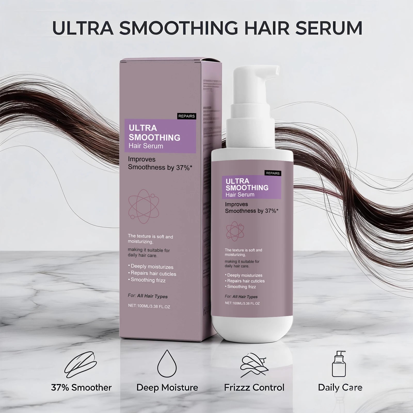 37% Smoothing Hair Serum for Dry & Frizzy Hair Anti-Frizz & Cuticle Repair Serum Prevent Hair Loss Reduce Breakage Hair Care
