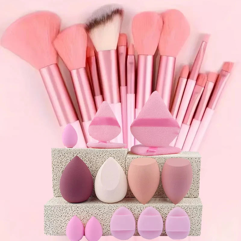 Professional Makeup Brush Set with Sponge Foundation Blush Eyeshadow Kit Nylon Cosmetic Tools for Women Girls Beginners Gift