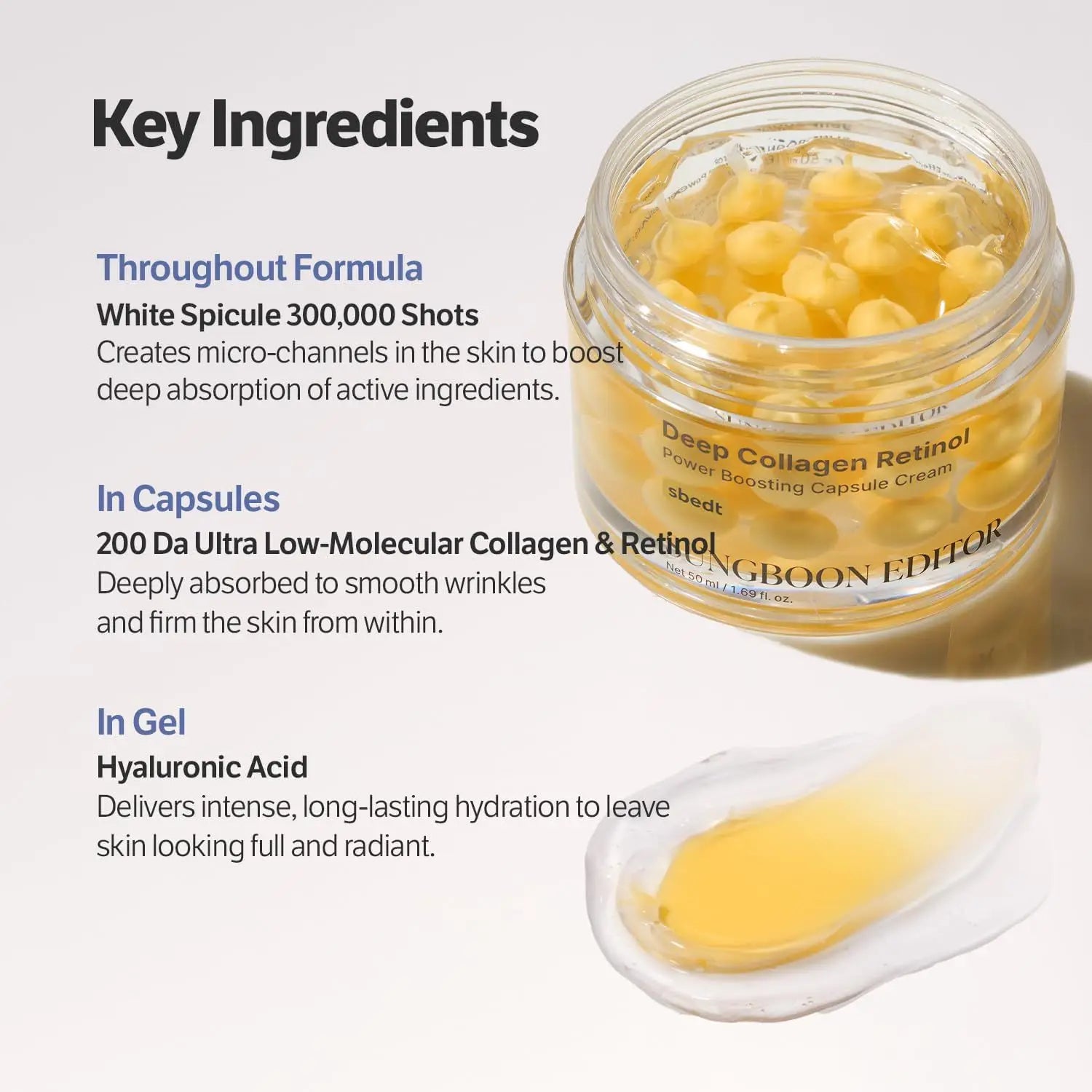 Korean Sbect Facial Skin Care Set - Collagen Silk Peptide Ampoule, Boosting Cream Serum, Retinol Capsule, Revitalizing, Brighten