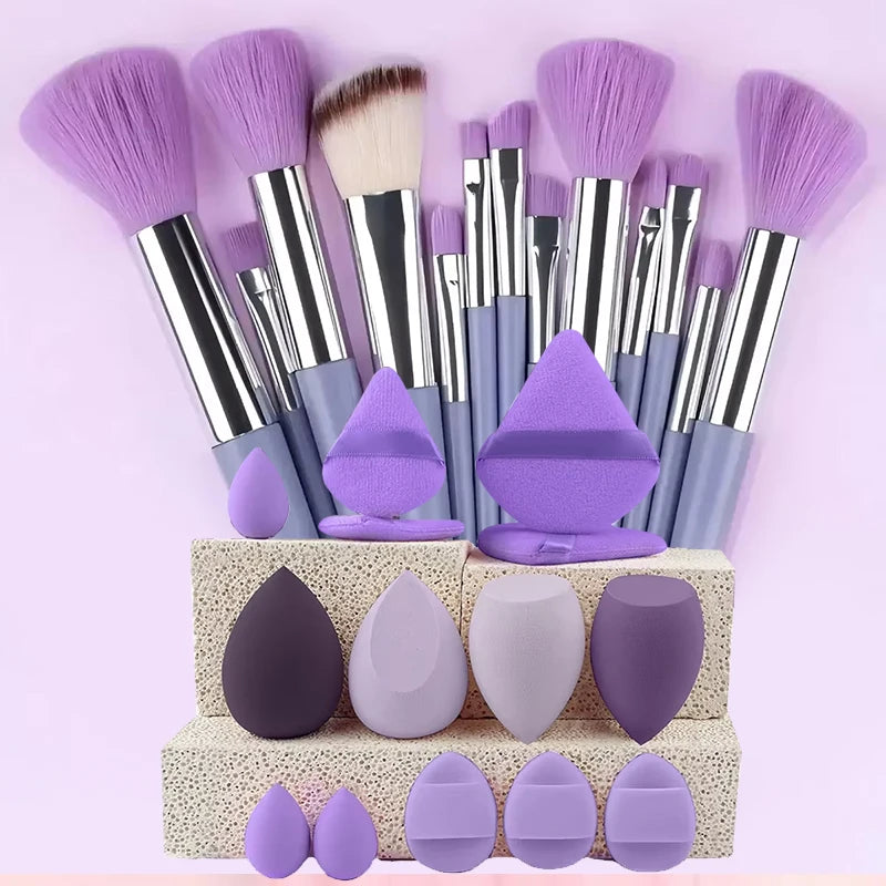 Professional Makeup Brush Set with Sponge Foundation Blush Eyeshadow Kit Nylon Cosmetic Tools for Women Girls Beginners Gift