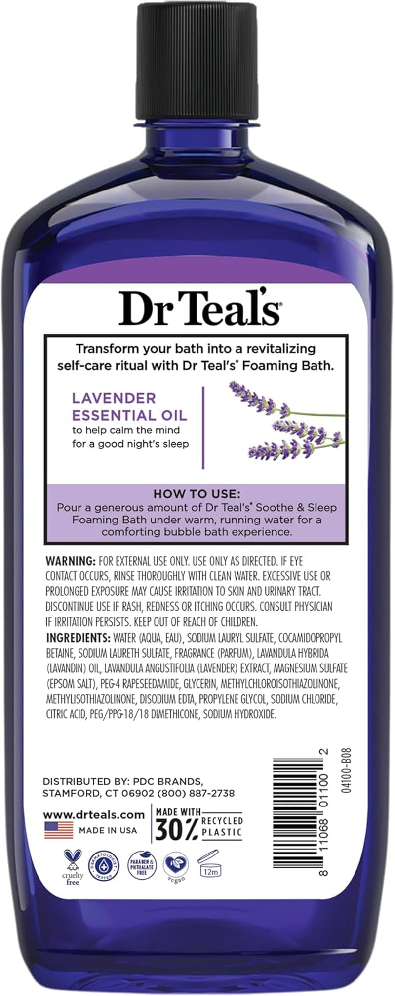 Foaming Bath with Pure Epsom Salt, Soothe & Sleep with Lavender, 34 Fl Oz (Pack of 2)